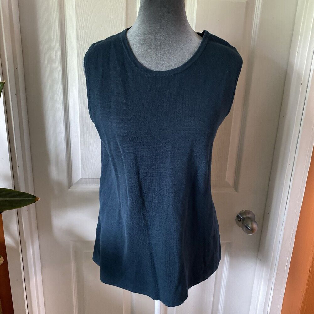 Talbots Blouse Women’s Size M Medium Sleeveless Knit Deep Forest Green Sweater